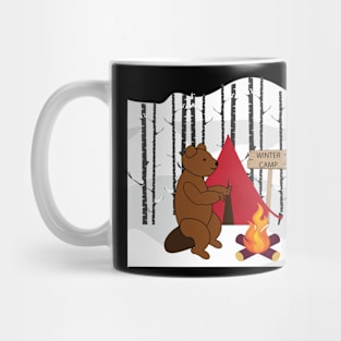 Brown bear winter camping Mug